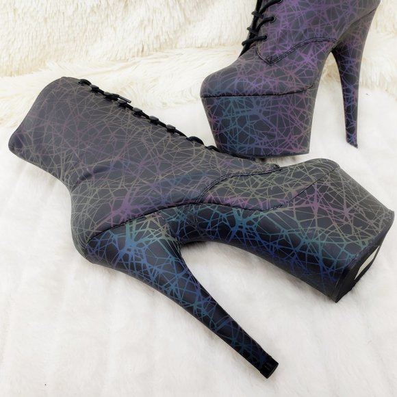 Reflective Geometric Platform High Heel Ankle Boots - Picture 15 of 17
